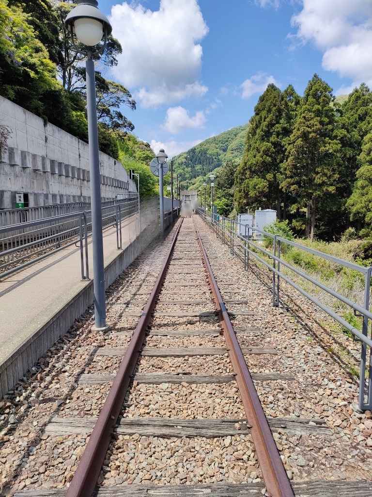 余部鉄橋の線路の風景
