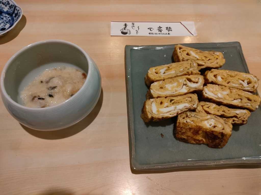 心斎橋のまぐろ山かけとだし巻き